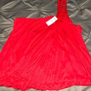 One shoulder red top from Lane Bryant